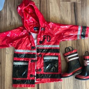 Boys carters brand fireman jacket and boots
